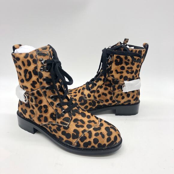 Aerosoles Womens Amie Leopard Combat Boots Tan Size 7.5 M - Picture 7 of 8